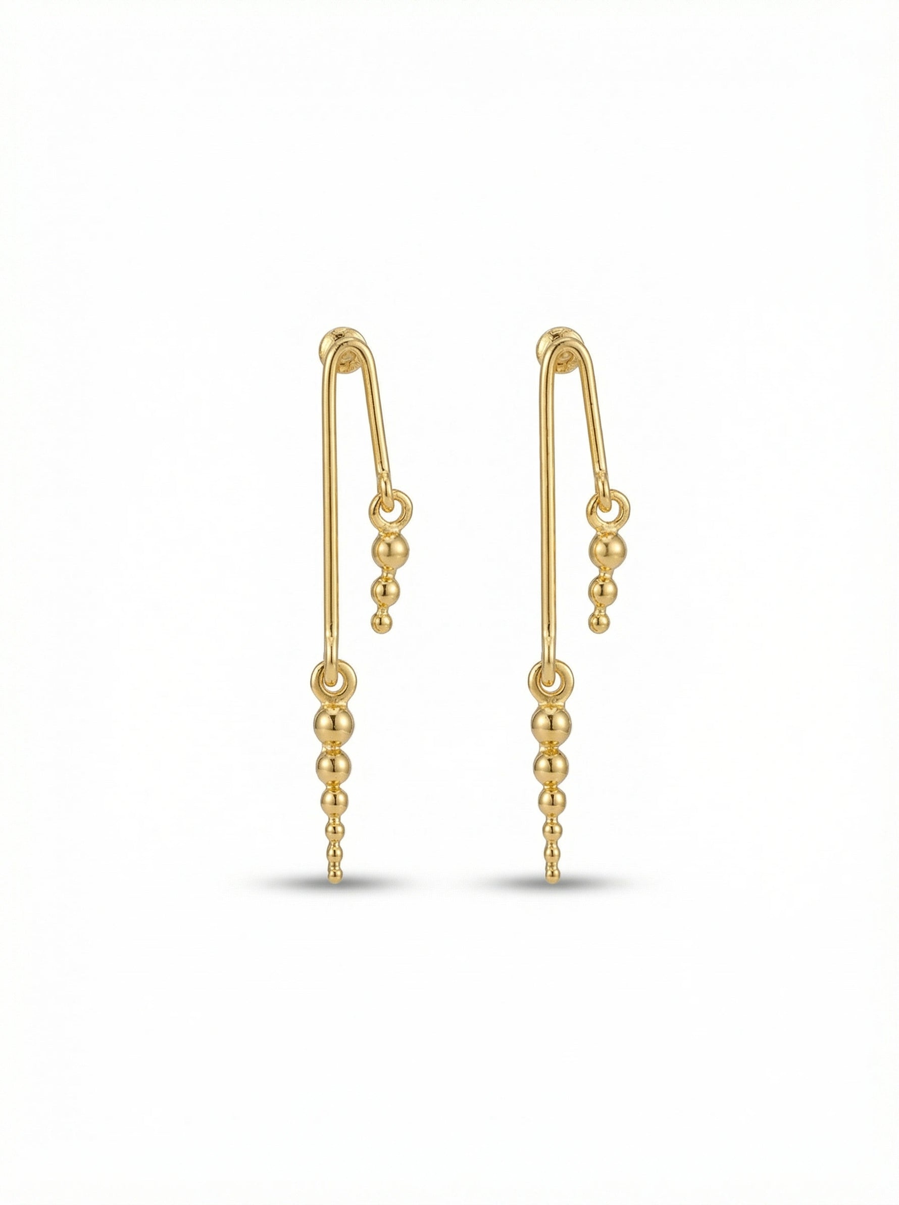 18k Gold plated beaded earrings on a white background