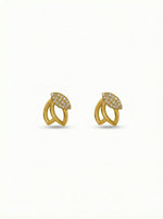 18k Gold plated earrings with diamond accents on a white background