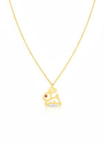 18k Gold plated necklace with a bunny pendant on a white background