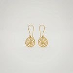 Pair of 18k gold plated earrings on a light gray background