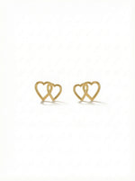 18k Gold plated heart-shaped earrings on a white background
