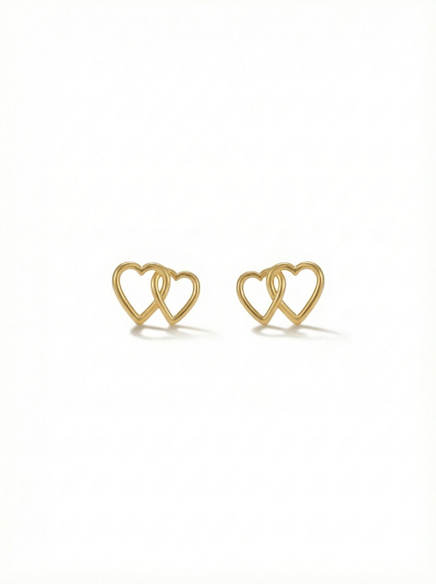 18k Gold plated heart-shaped earrings on a white background