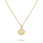18k Gold plated lotus flower necklace on a white background
