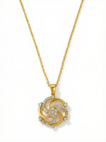 18k Gold plated necklace with a decorative pendant on a white background