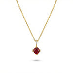 18k Gold plated necklace with a red gemstone pendant on a white background