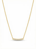 18k Gold plated necklace with small diamonds on a white background