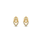 Pair of 18k  gold plated earrings with diamond accents on a white background