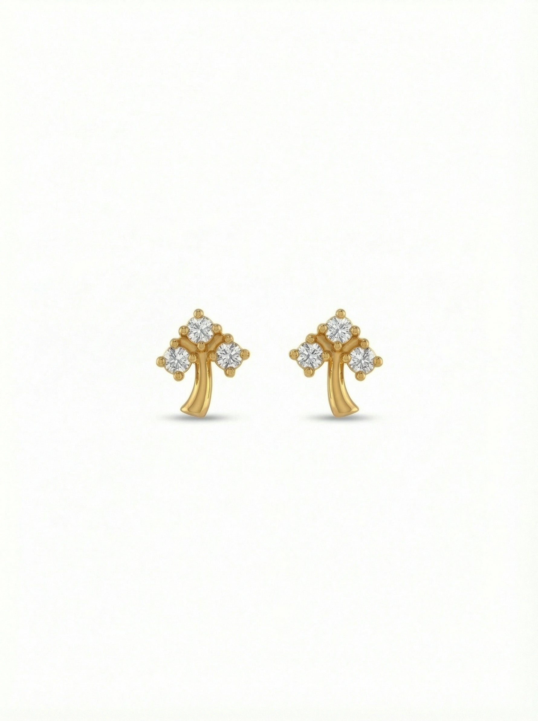 18k Gold plated cross-shaped earrings with diamond-like stones on a white background