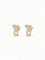 18k Gold plated earrings with diamond accents on a white background