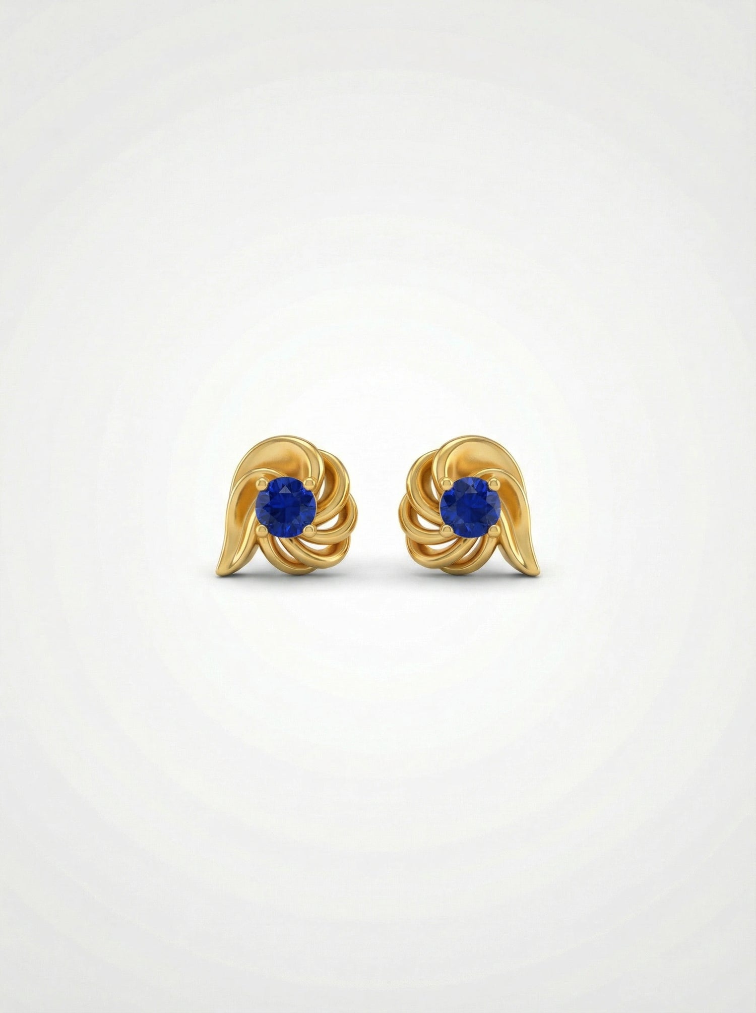 18k Gold plated  earrings with blue gemstones on a white background