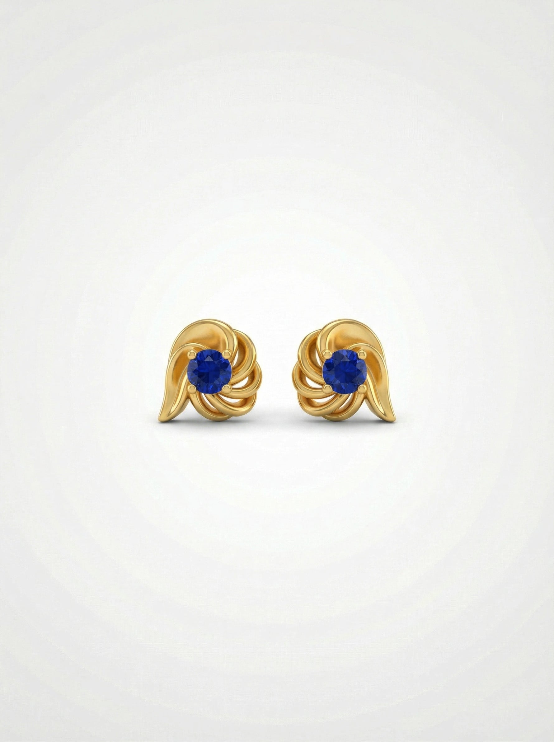 18k Gold plated  earrings with blue gemstones on a white background