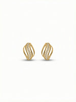 18k Gold plated earrings with diamond accents on a white background