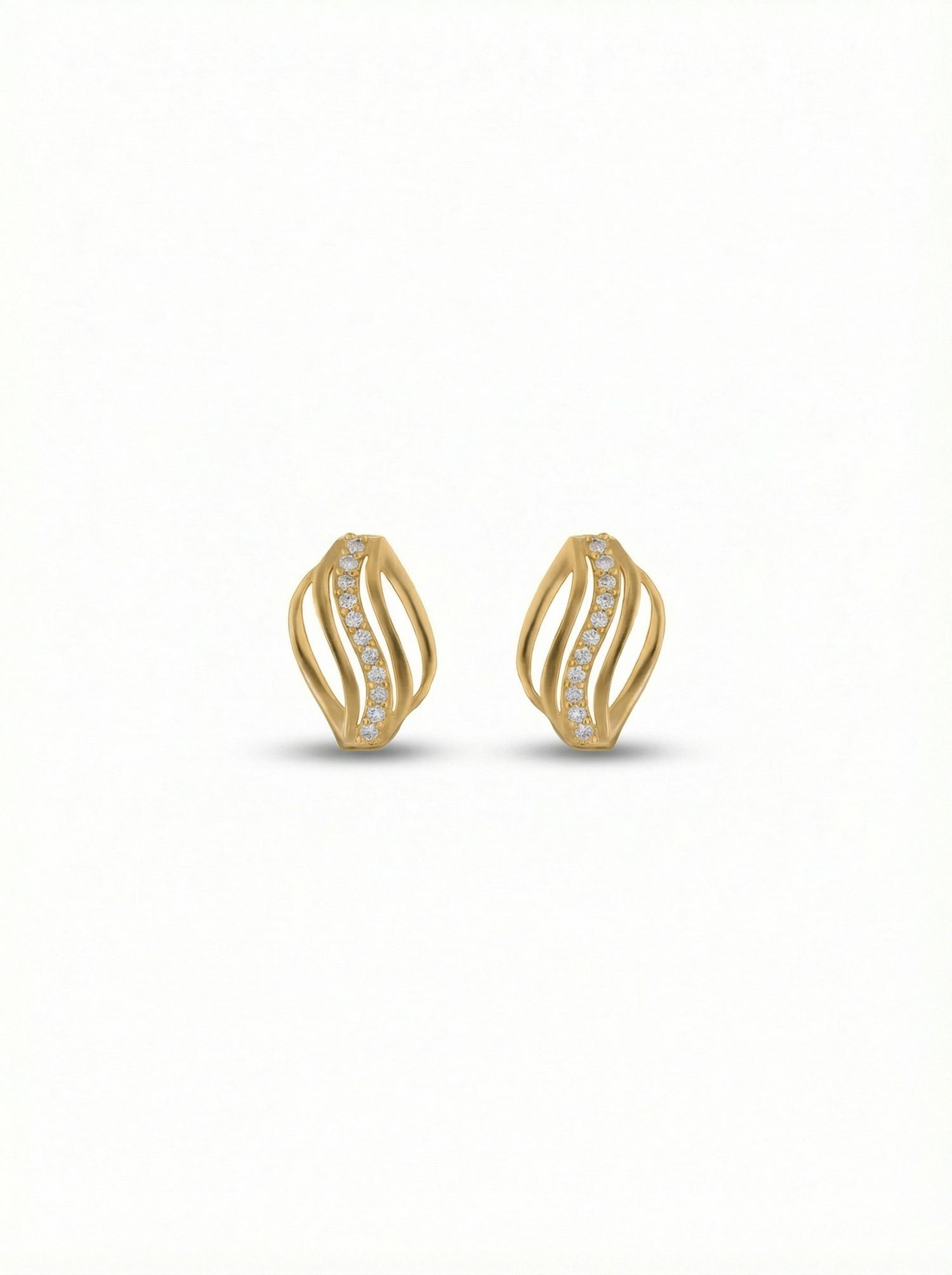 18k Gold plated earrings with diamond accents on a white background