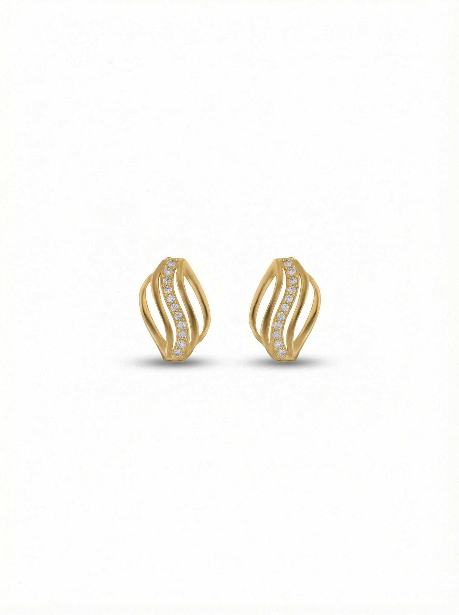 18k Gold plated earrings with diamond accents on a white background