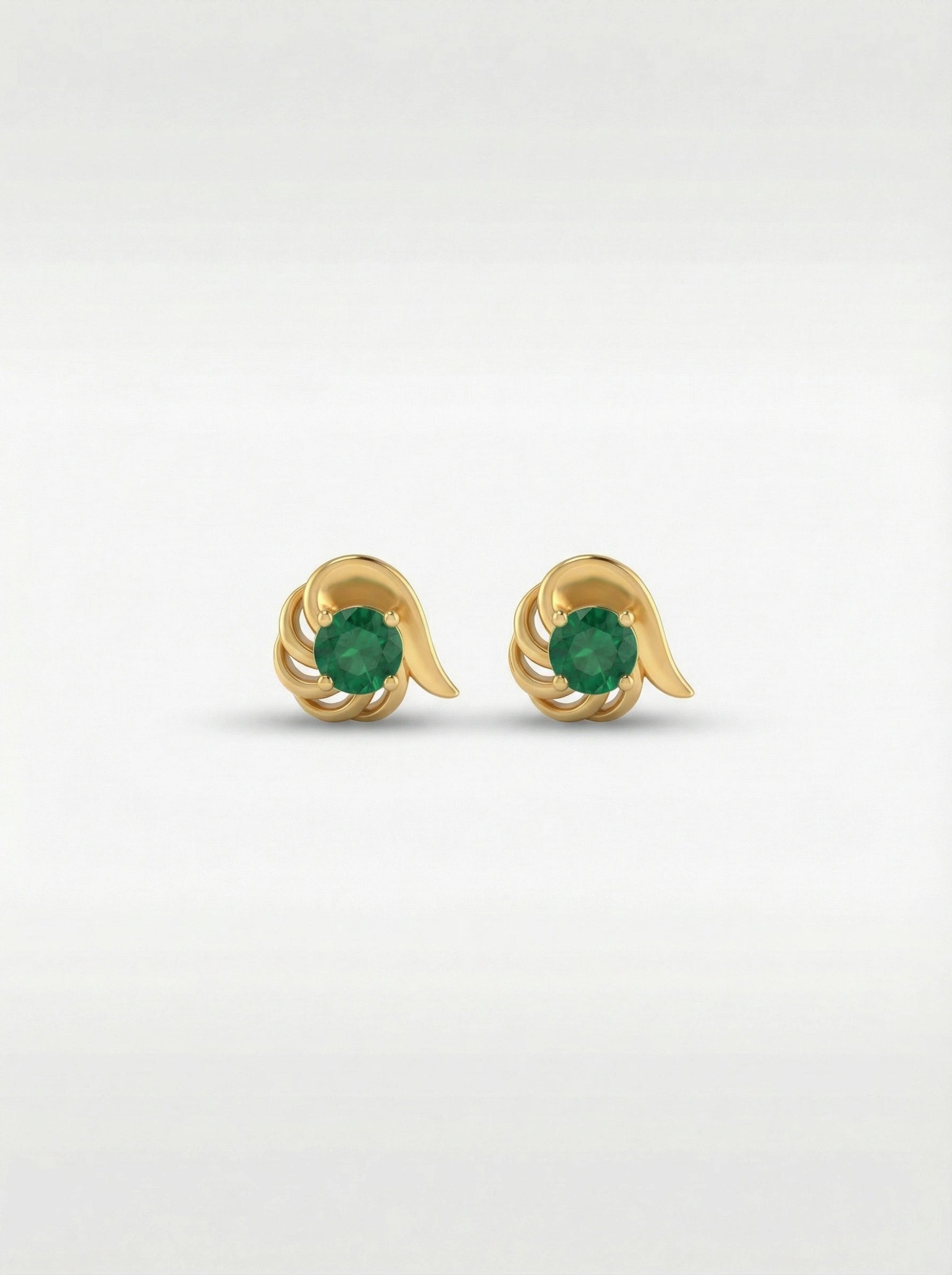  18k Gold plated earrings with green gemstones on a white background