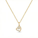 18k Gold plated necklace with a heart-shaped pendant on a white background