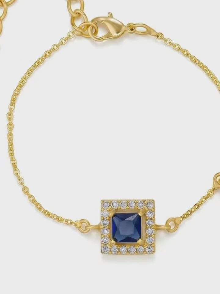 Midnight Azure Princess-Cut Halo Bracelet