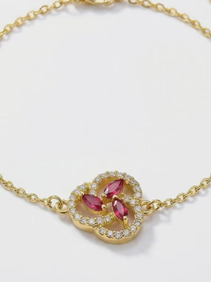 Rose Blush Garnet & Pavé Diamond Infinity Bracelet l18K plated