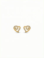 Heart-shaped 18k gold plated earrings on a white background