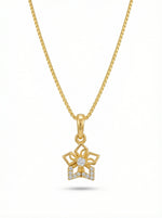 18k Gold plated necklace with a star-shaped pendant on a white background