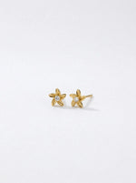18k Gold plated star-shaped earrings on a white background
