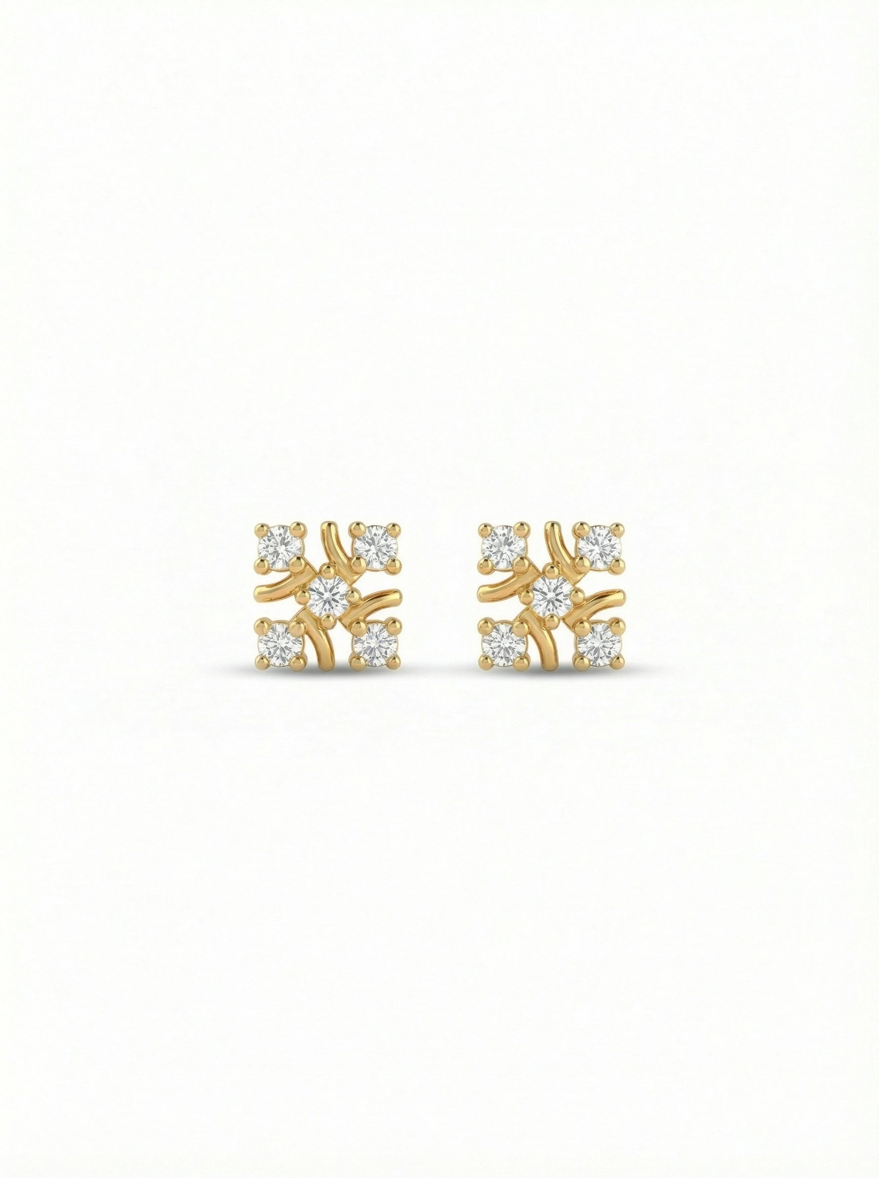 18k Gold plated earrings with diamond accents on a white background