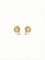 18k Gold plated earrings with a diamond on a white background