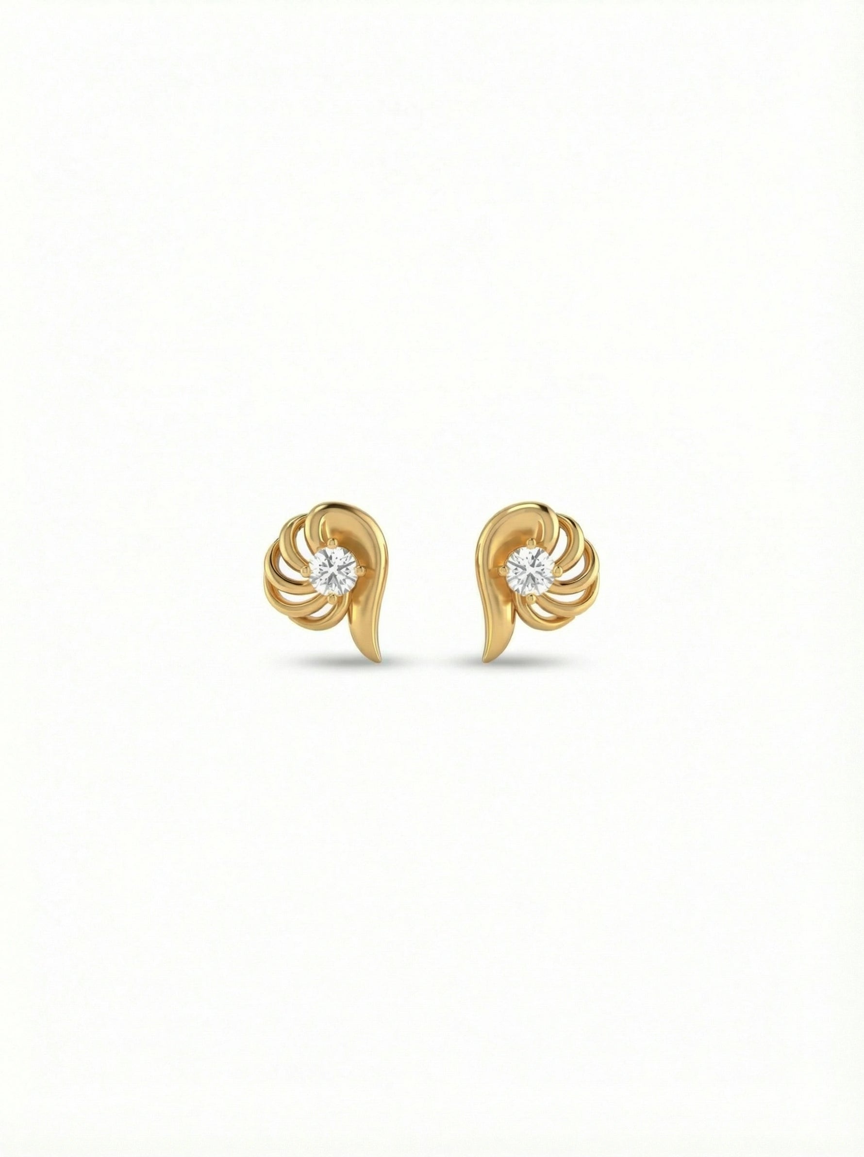 18k Gold plated earrings with a diamond on a white background